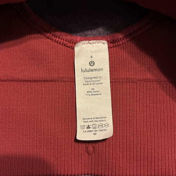 Lululemon Ebb To Street Bra 6 A/B Cup Wash Stone Wash Chianti Red - Picture 9 of 9